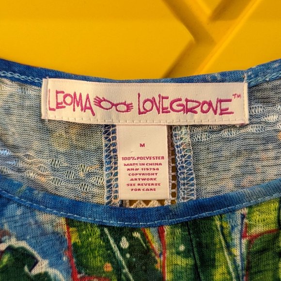 LEOMA LOVEGROVE Sheer Summer Asymmetrical bell sleeve Tree top size M - Picture 8 of 10